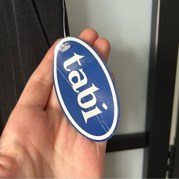 [14p] NWT Tabi Women’s Black and Silver Pinstripe Structured Trousers - Picture 5 of 9